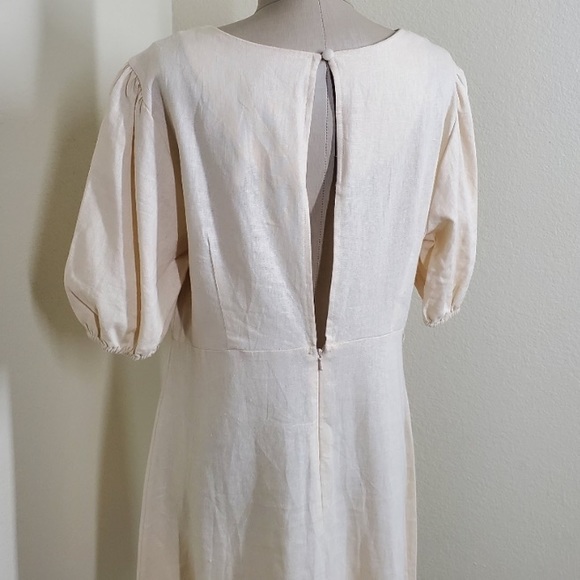 Asos Design Linen Mini Dress With Puff Sleeves - Picture 7 of 9